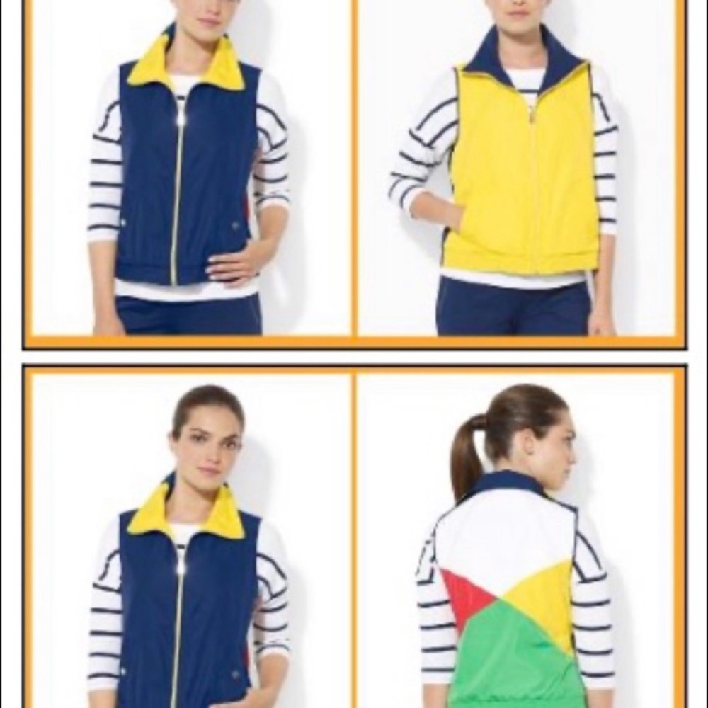 Vintage Lauren Ralph Lauren Reversible Color Block Zip Up Vest 90s Sporty large